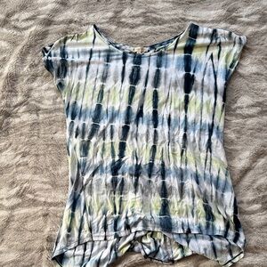 Zenana Outfitters Tie-Dye Short Sleeve Top - Blue and Green